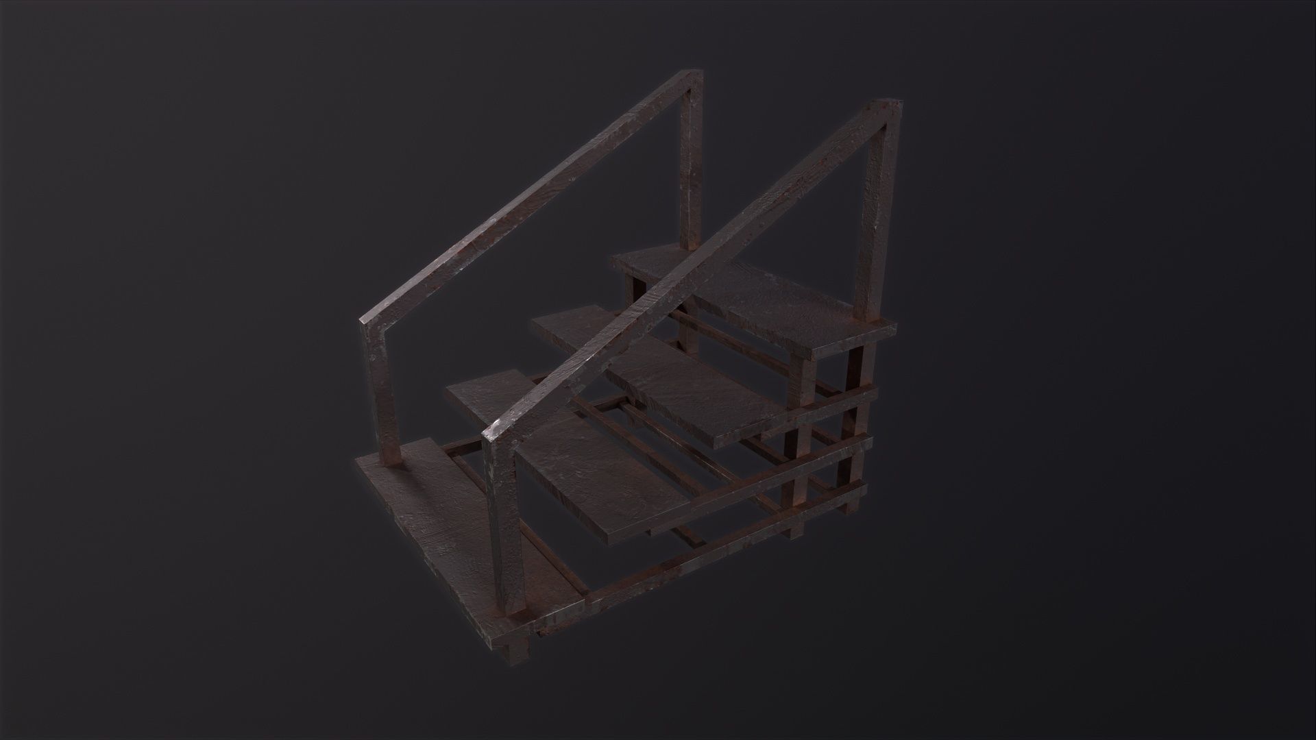 Small Metal Staircase 3D Model Low-poly 3D model_2