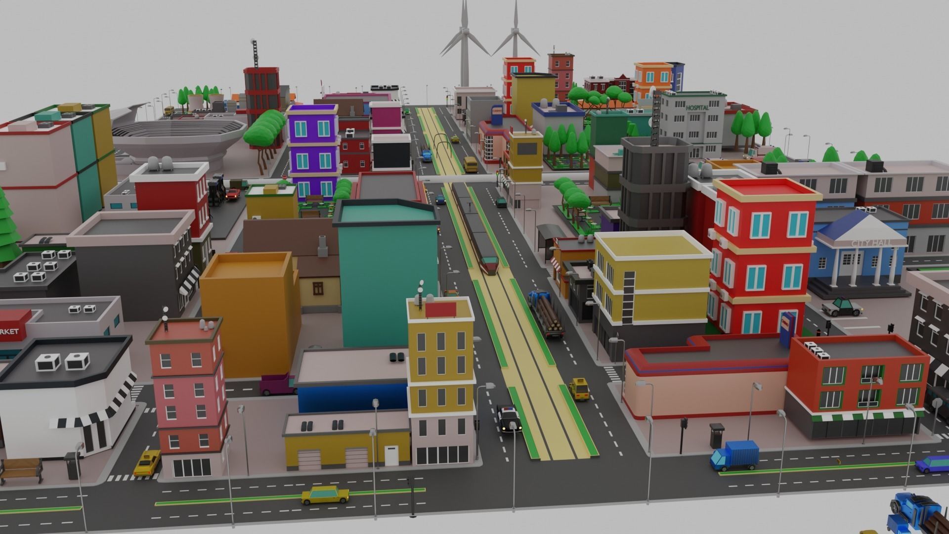 Low Poly  City Pack City Asset Game Ready City Pack 3D Model Low-poly 3D model_4
