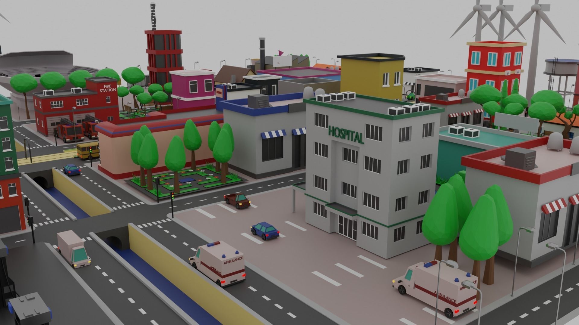Low Poly  City Pack City Asset Game Ready City Pack 3D Model Low-poly 3D model_3