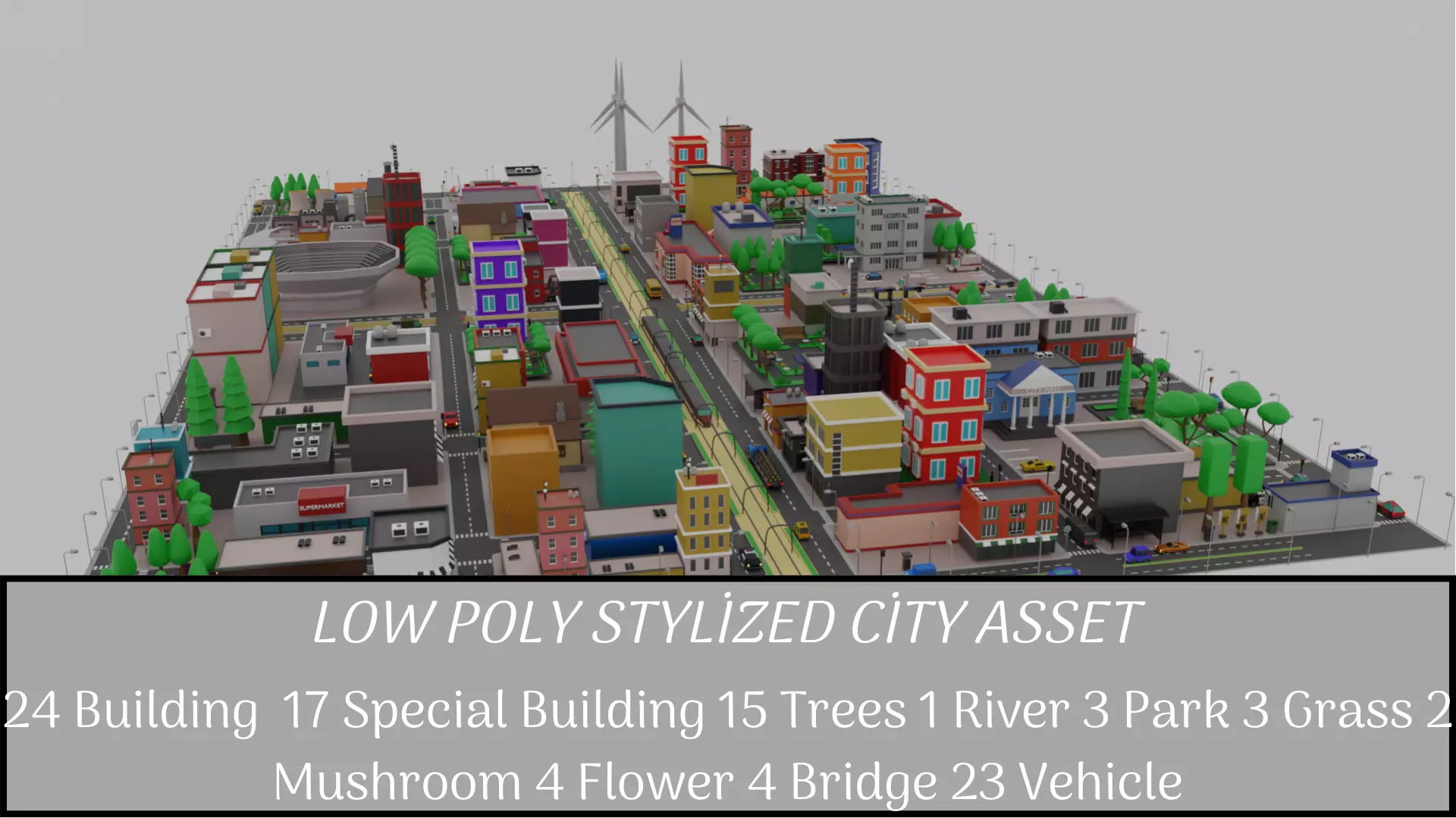 Low Poly  City Pack City Asset Game Ready City Pack 3D Model Low-poly 3D model_0
