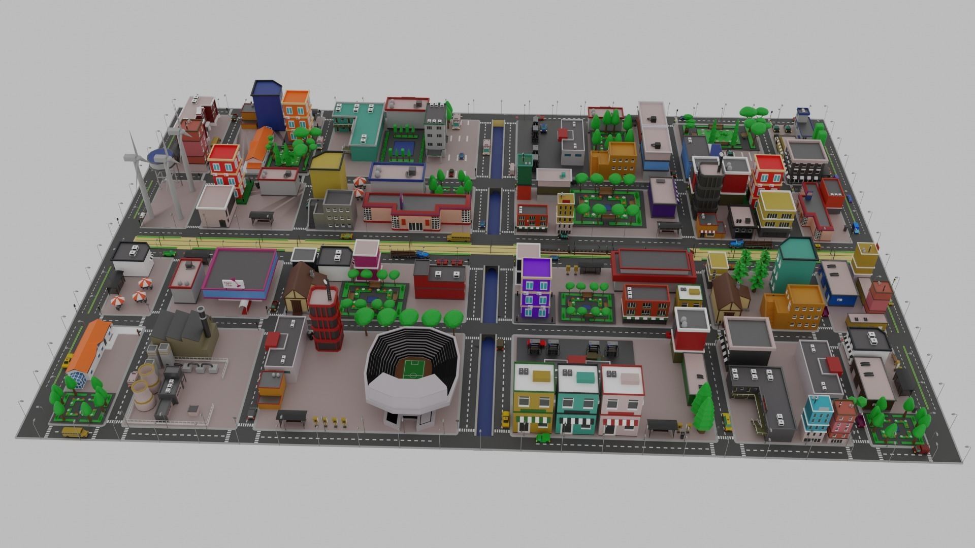 Low Poly  City Pack City Asset Game Ready City Pack 3D Model Low-poly 3D model_6