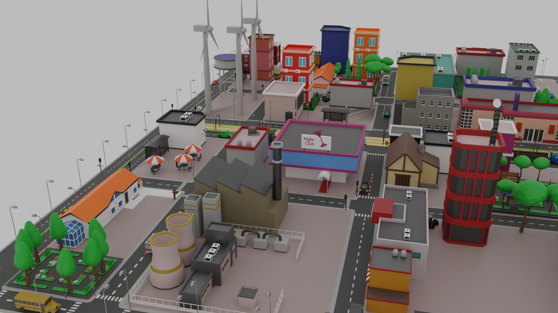 Low Poly  City Pack City Asset Game Ready City Pack 3D Model Low-poly 3D model_7