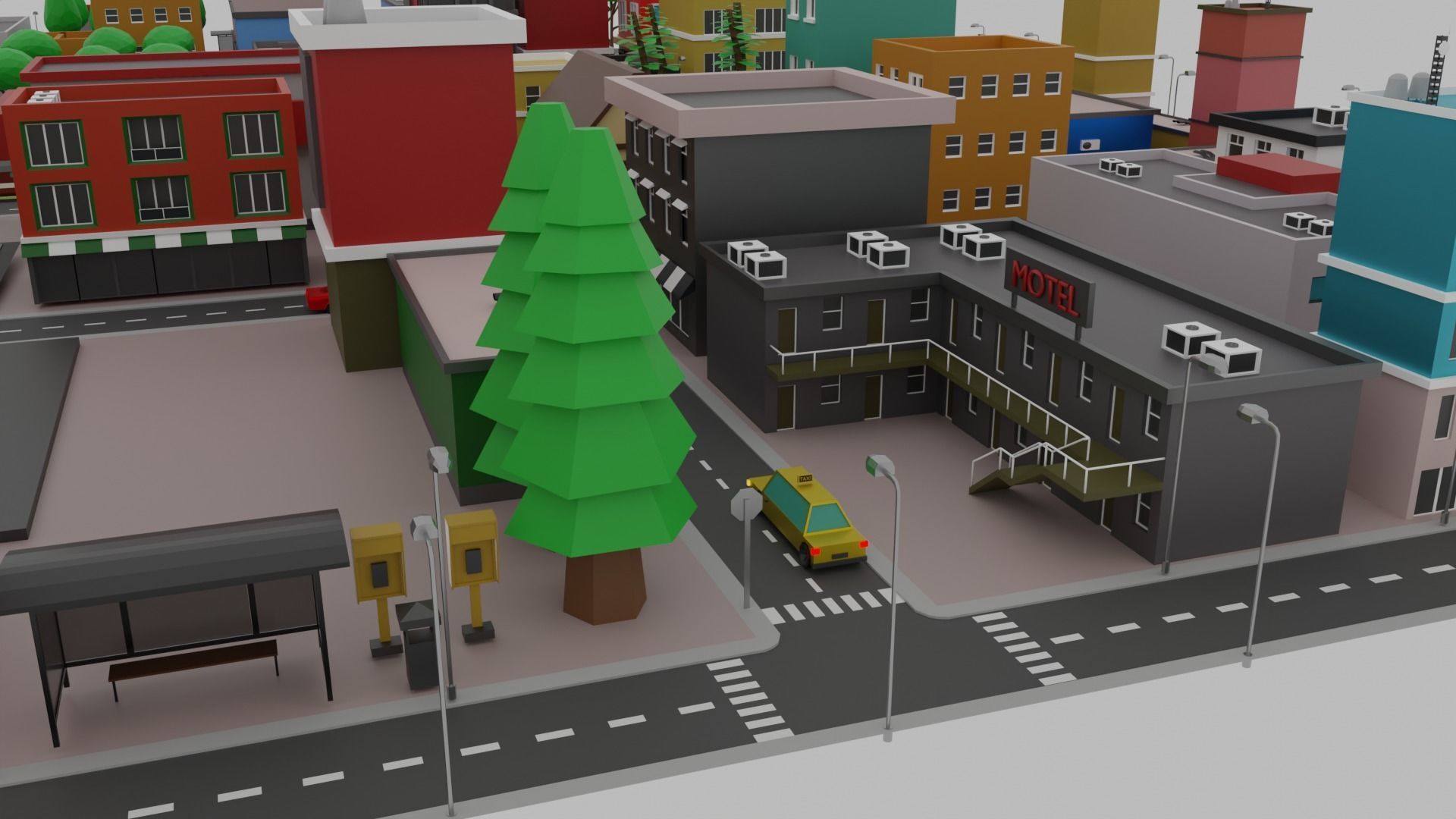 Low Poly  City Pack City Asset Game Ready City Pack 3D Model Low-poly 3D model_10