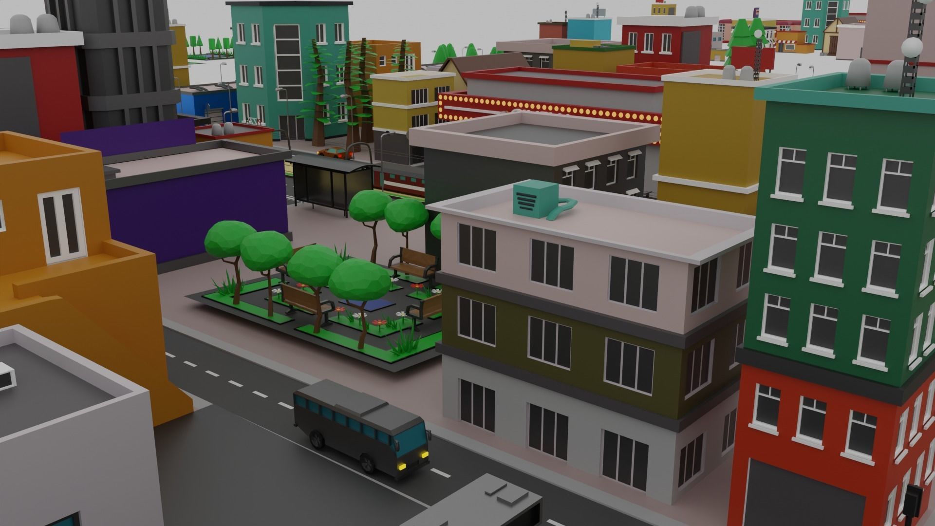 Low Poly  City Pack City Asset Game Ready City Pack 3D Model Low-poly 3D model_12