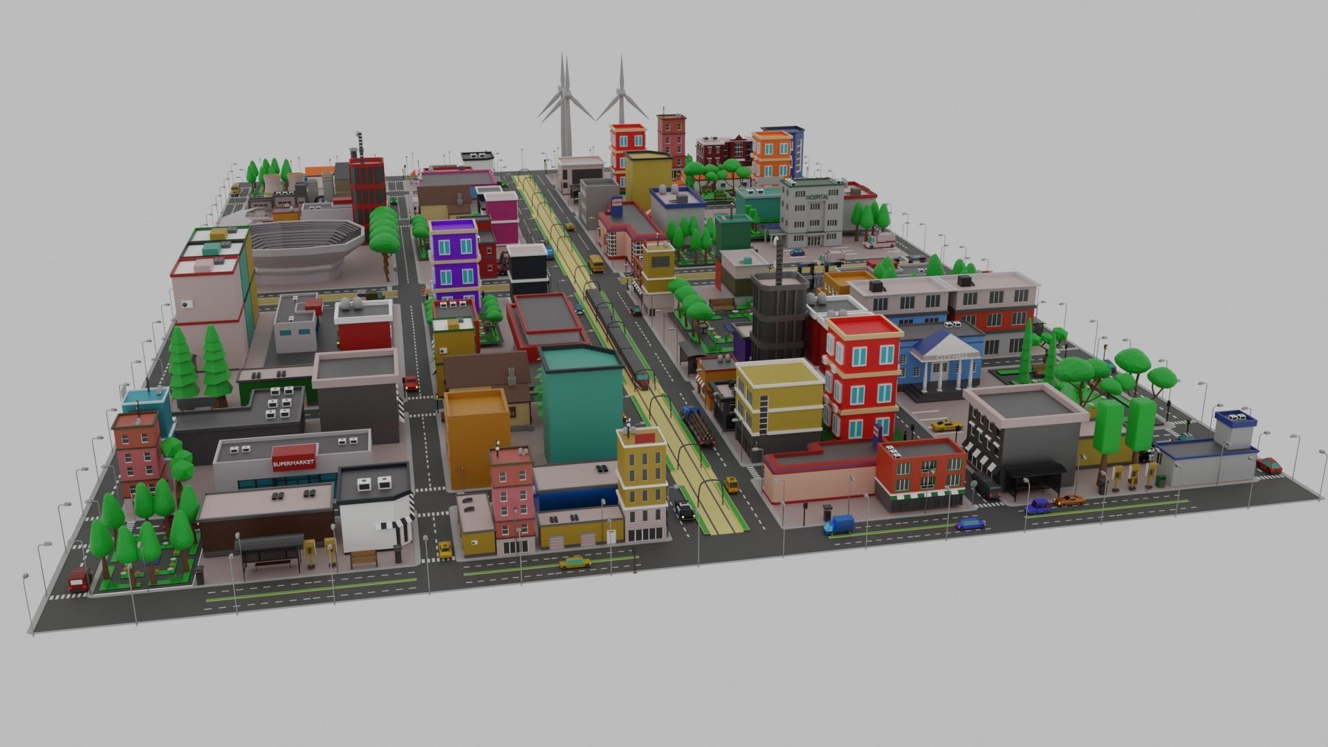 Low Poly  City Pack City Asset Game Ready City Pack 3D Model Low-poly 3D model_8