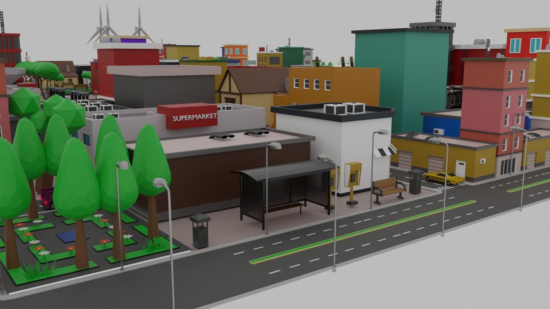 Low Poly  City Pack City Asset Game Ready City Pack 3D Model Low-poly 3D model_2