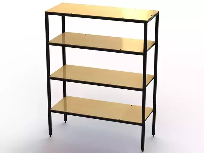 4-Tier Aluminum Storage Shelving Unit 3D model