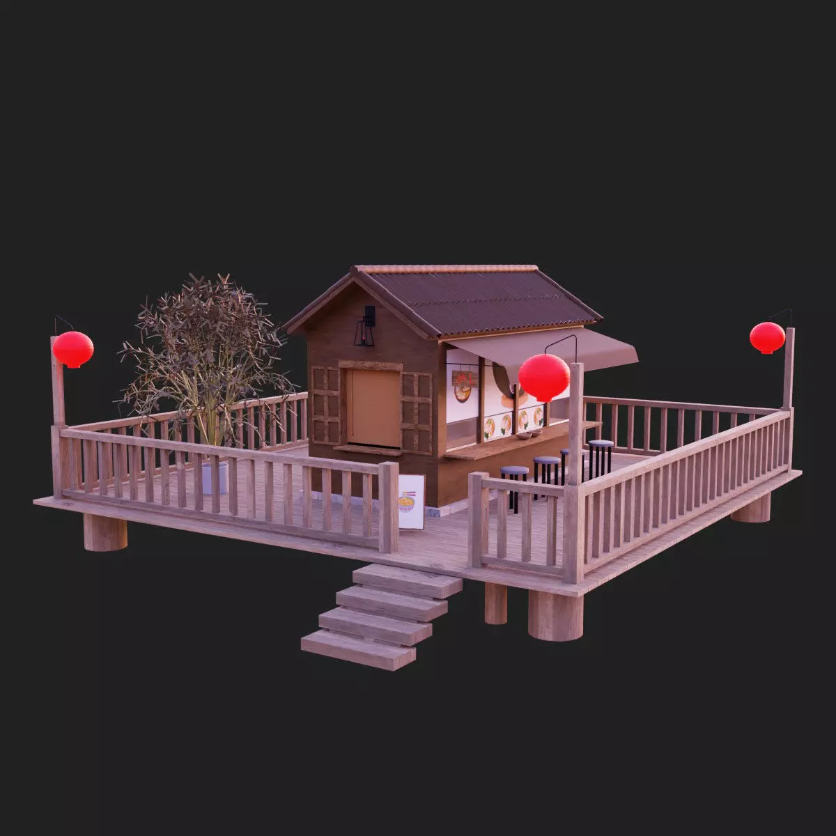 Japanese Ramen Cafe 3D Model by Nikdox Low-poly 3D model