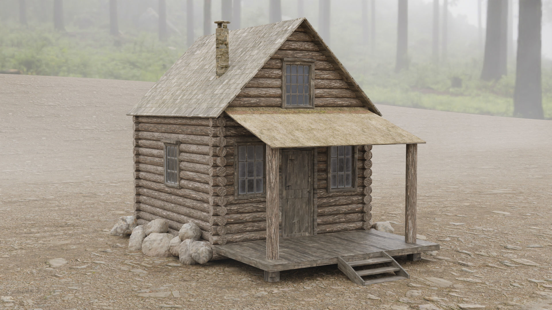 Abandoned House in Forest by Nikdox Low-poly 3D model_7