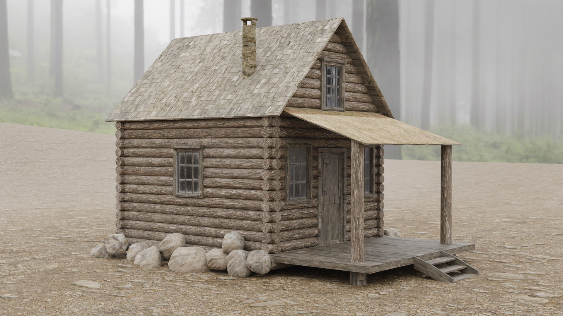 Abandoned House in Forest by Nikdox Low-poly 3D model_6