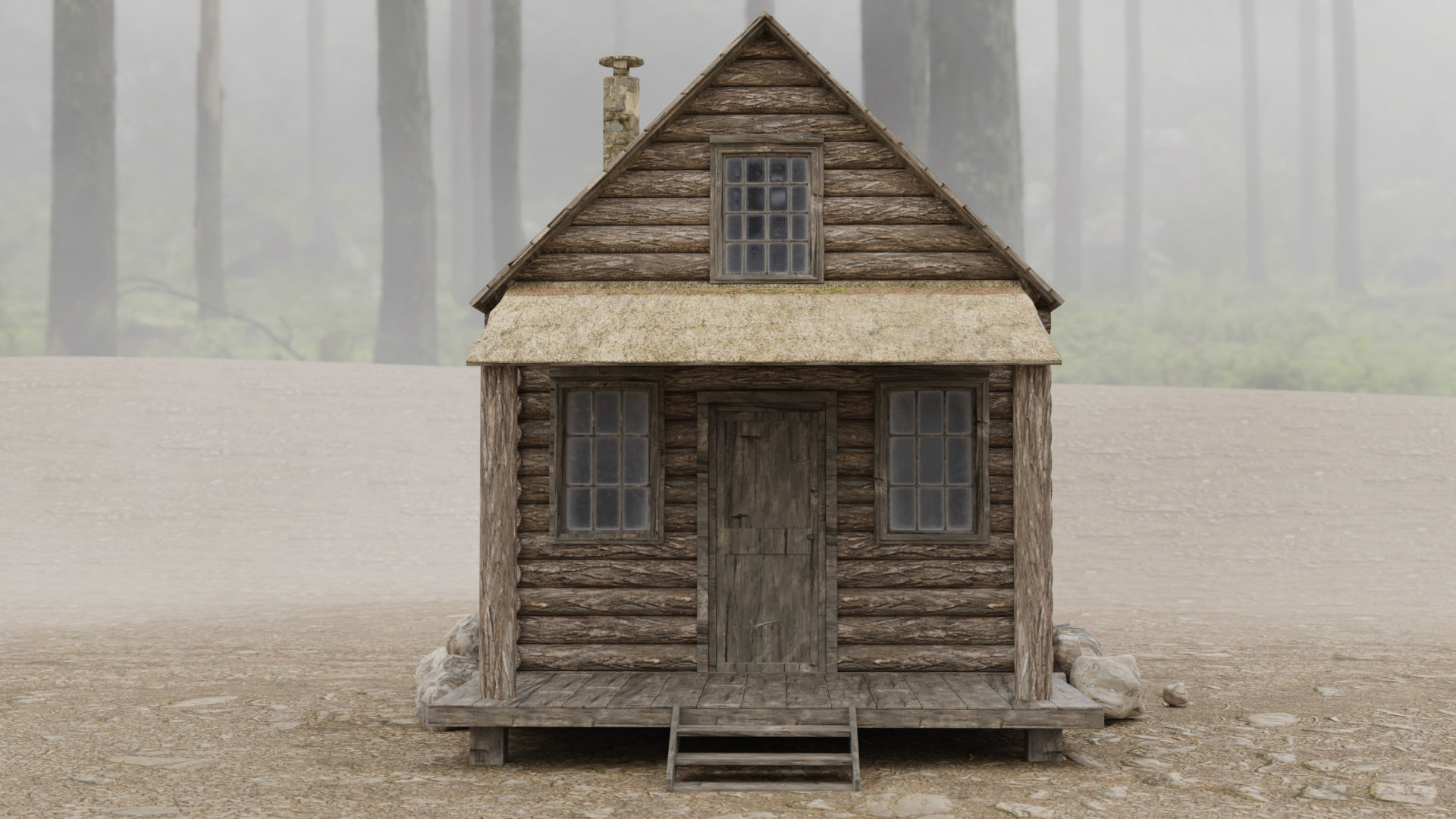 Abandoned House in Forest by Nikdox Low-poly 3D model_3
