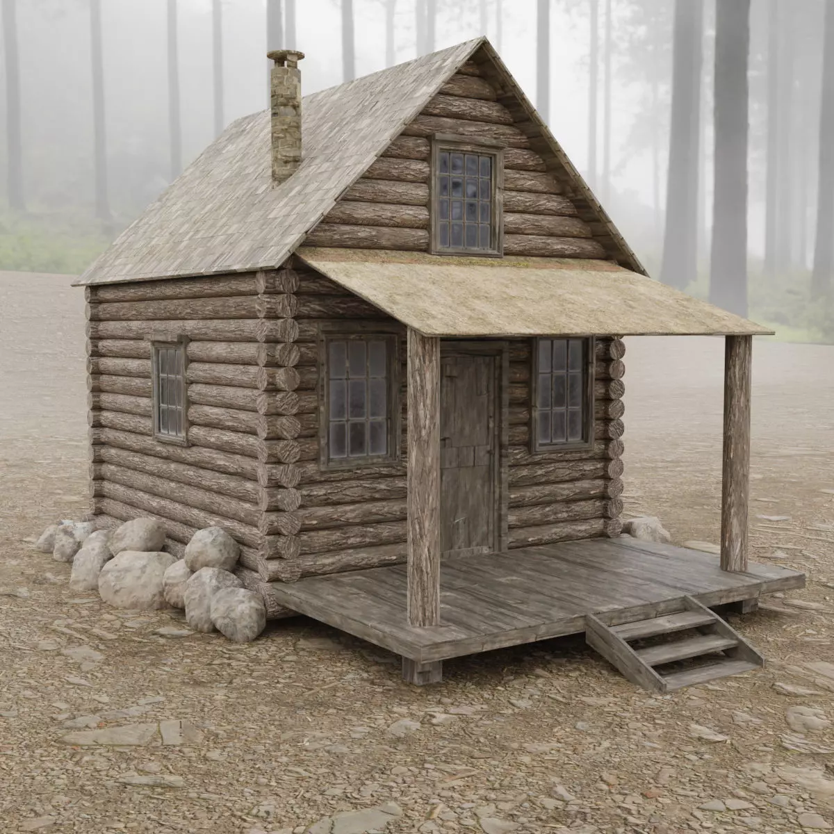 Abandoned House in Forest by Nikdox Low-poly 3D model_0