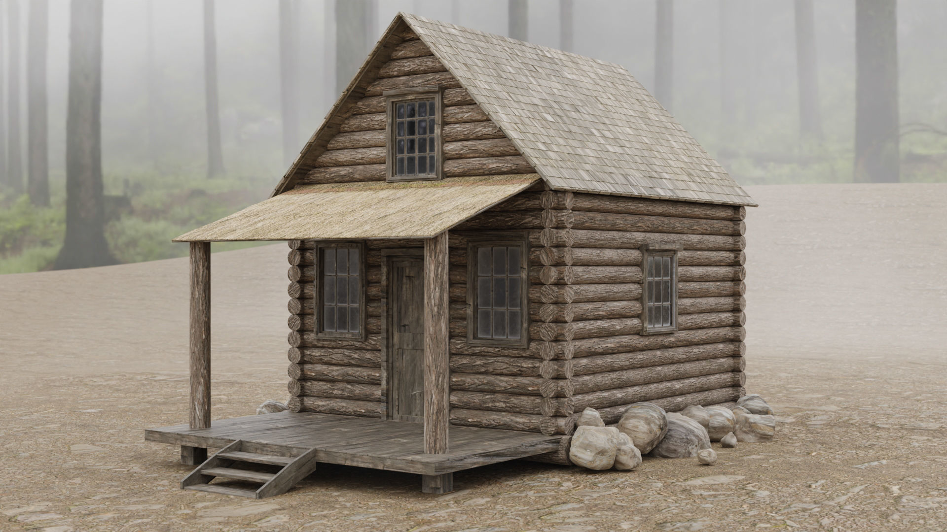Abandoned House in Forest by Nikdox Low-poly 3D model_2