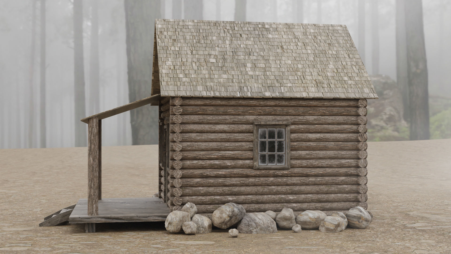 Abandoned House in Forest by Nikdox Low-poly 3D model_4