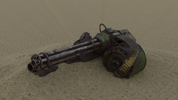 Rusty heavy machine gun Low-poly 3D model