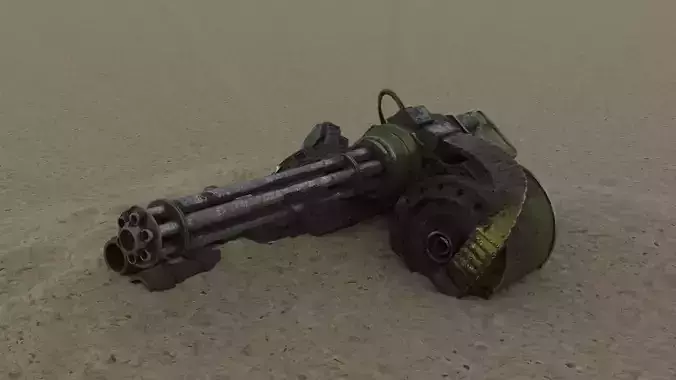 Rusty heavy machine gun Low-poly 3D model