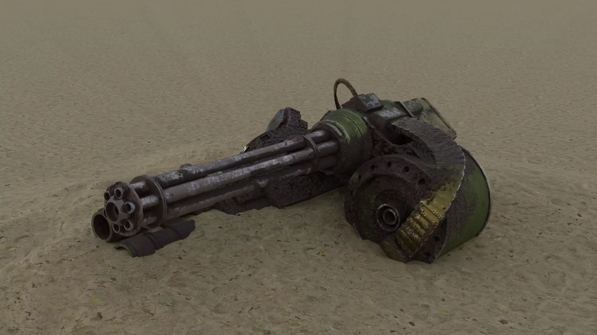 Rusty heavy machine gun Low-poly 3D model_0