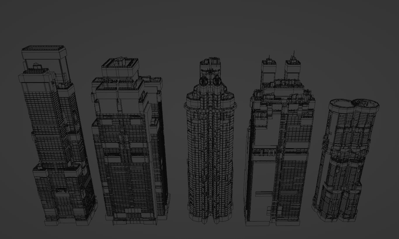 Building Sci-Fi Skyscraper City Building Pack Kitbash 3D model_3