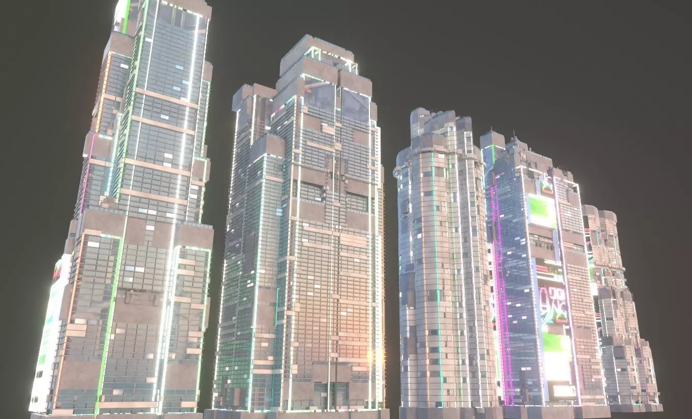 Building Sci-Fi Skyscraper City Building Pack Kitbash 3D model_0