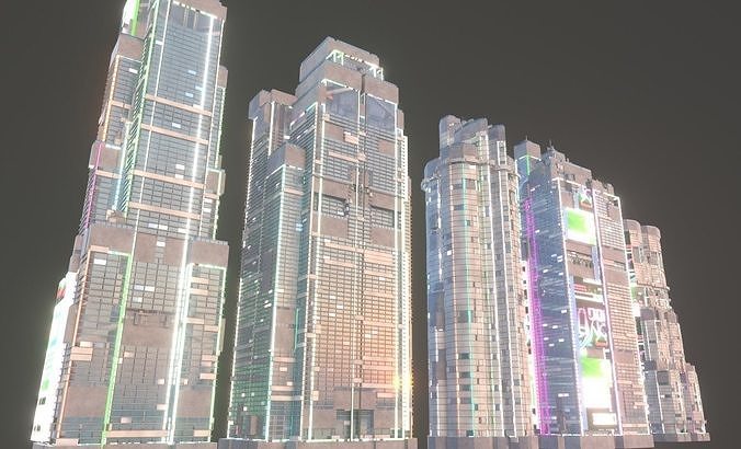 Building Sci-Fi Skyscraper City Building Pack Kitbash 3D model