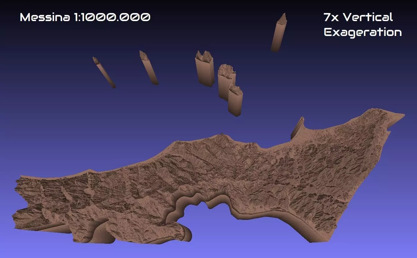Italy 3D Map of Messina Provice 1 to 1000000 3D print model_0