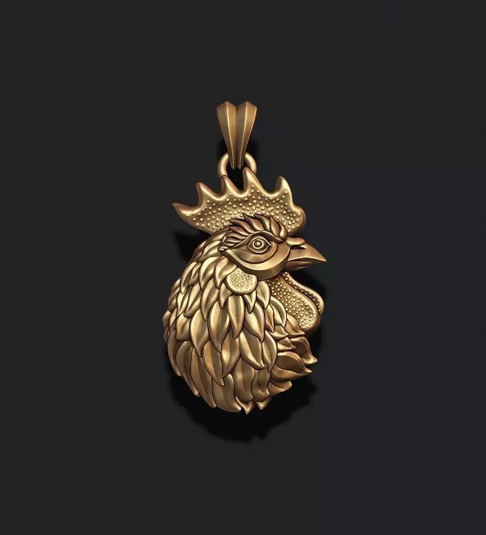 Rooster head pendant 3D print model_0