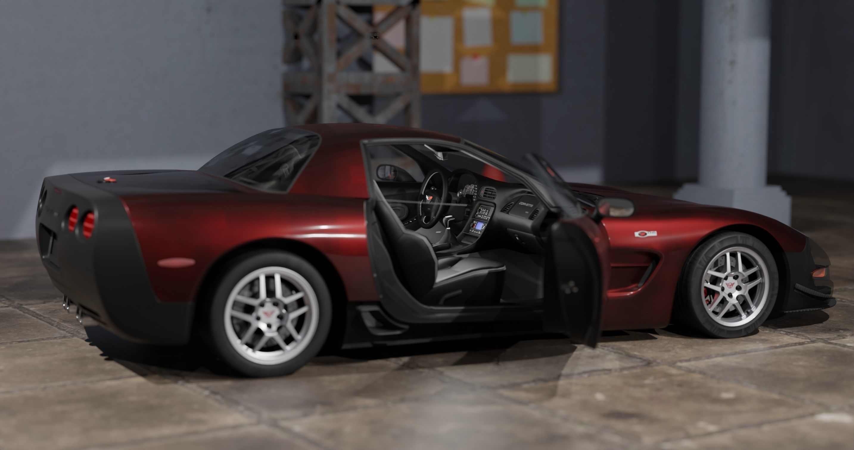 Realistic Corvette C5 3D model_3