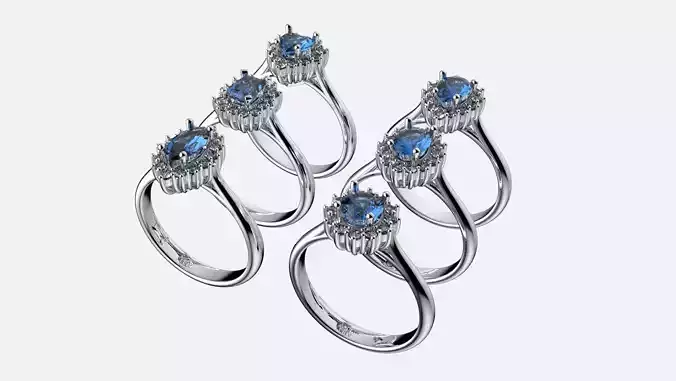 Cluster collection Women Wedding Band stl detail 3D print 