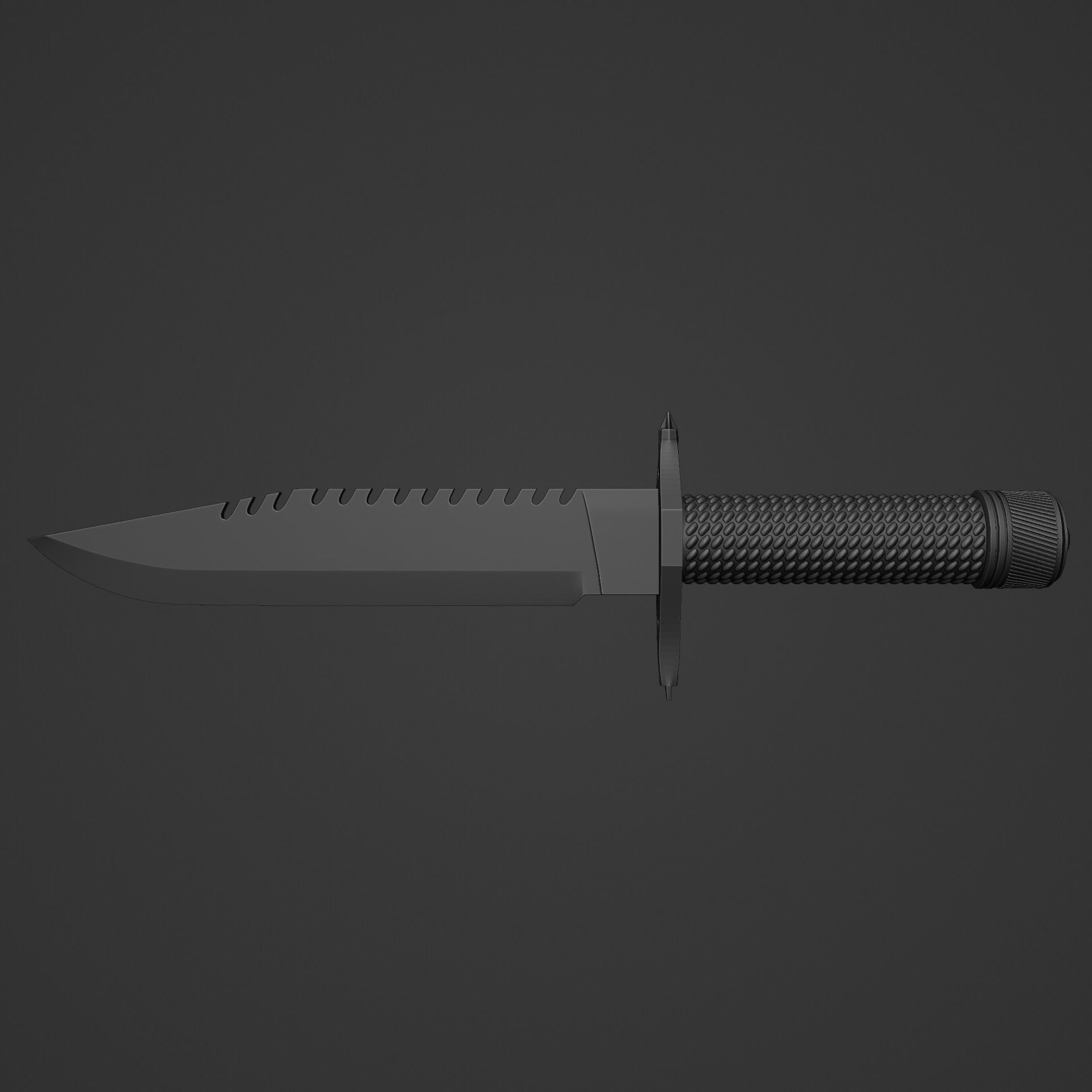 RAMBO 1 SURVIVAL KNIFEWITH FUNCTIONAL THREAD 3D print model_1