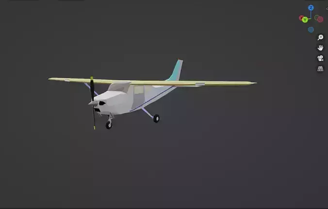 Low poly Cessna 172 Skyhawk with interiors Low-poly 3D model