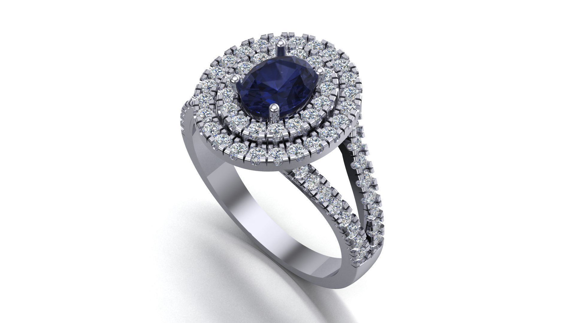 Oval stone diamond ring 3d model Prontable model 3D print model_2