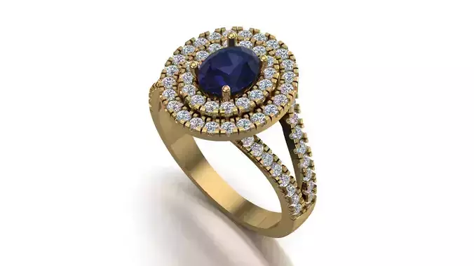 Oval stone diamond ring 3d model Prontable model