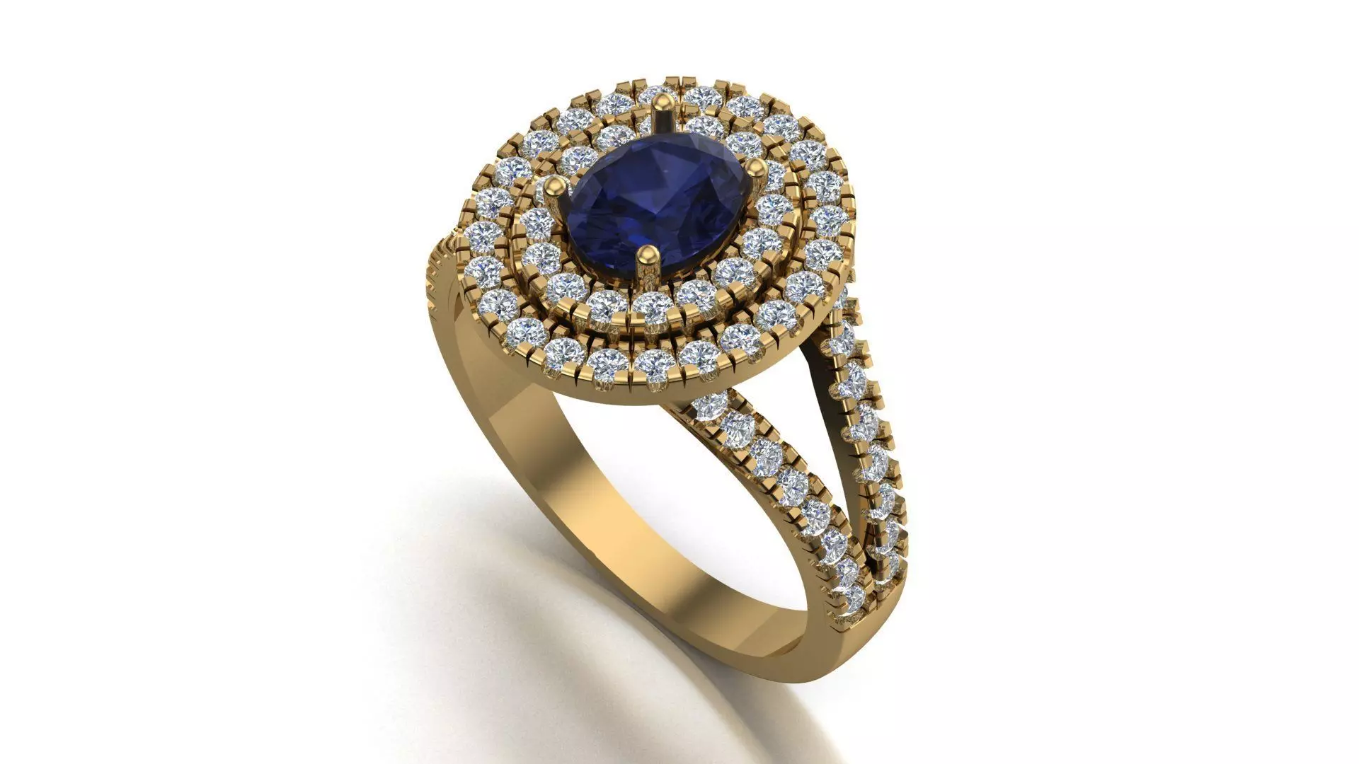 Oval stone diamond ring 3d model Prontable model 3D print model_0