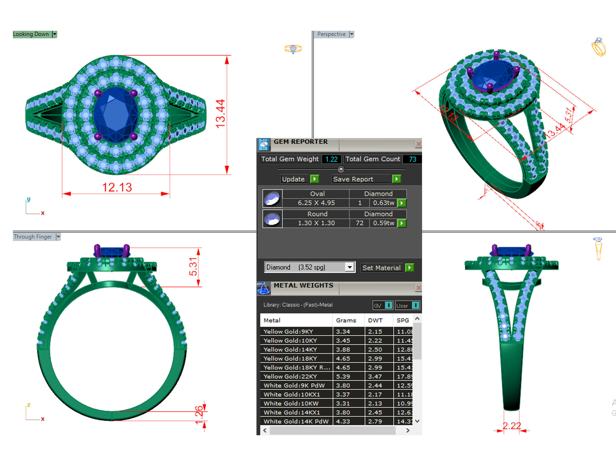 Oval stone diamond ring 3d model Prontable model 3D print model_4