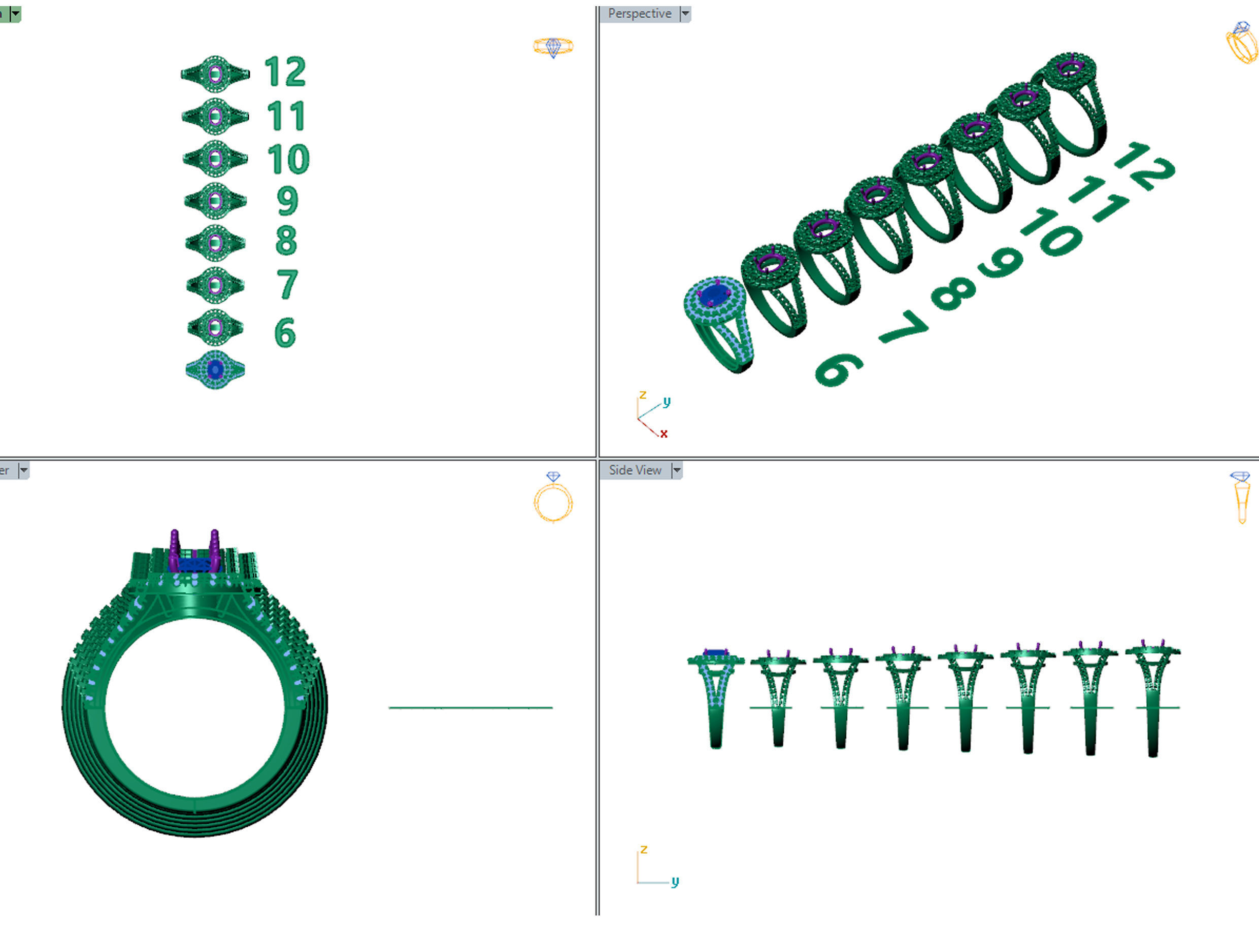 Oval stone diamond ring 3d model Prontable model 3D print model_3