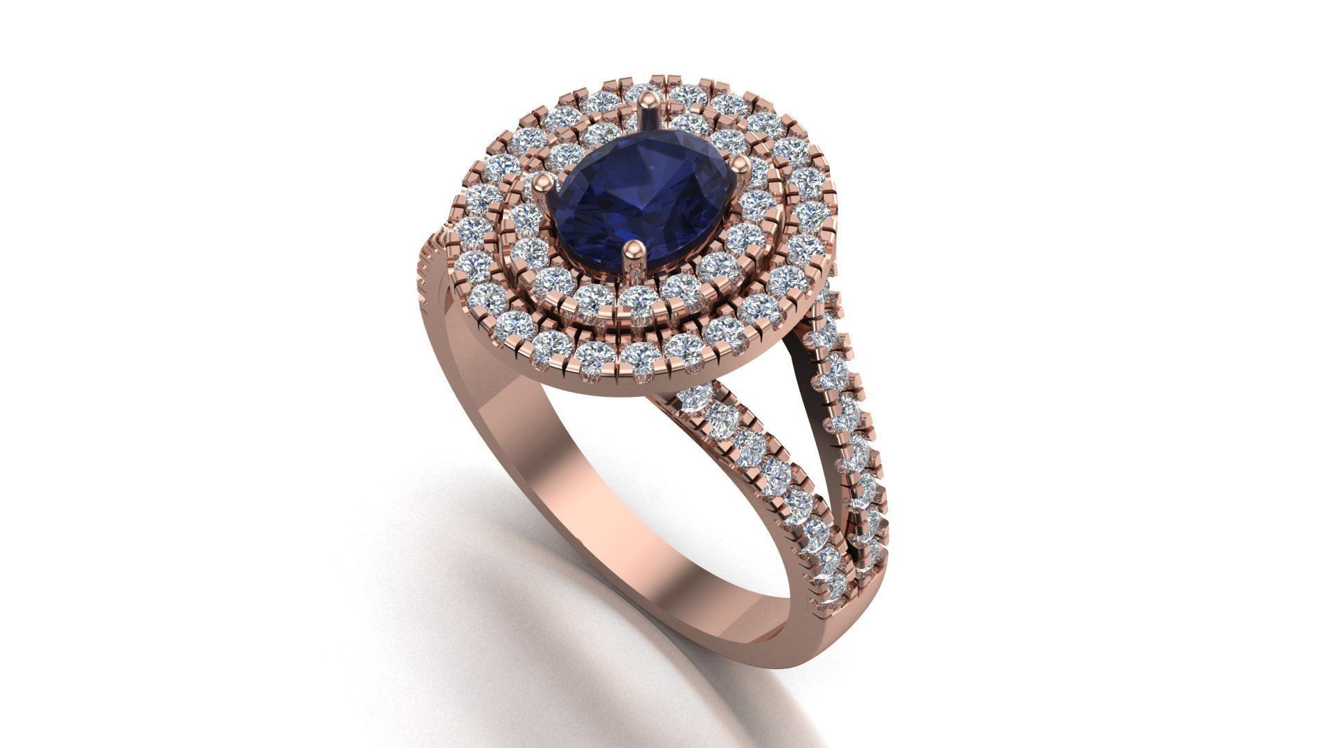 Oval stone diamond ring 3d model Prontable model 3D print model_1