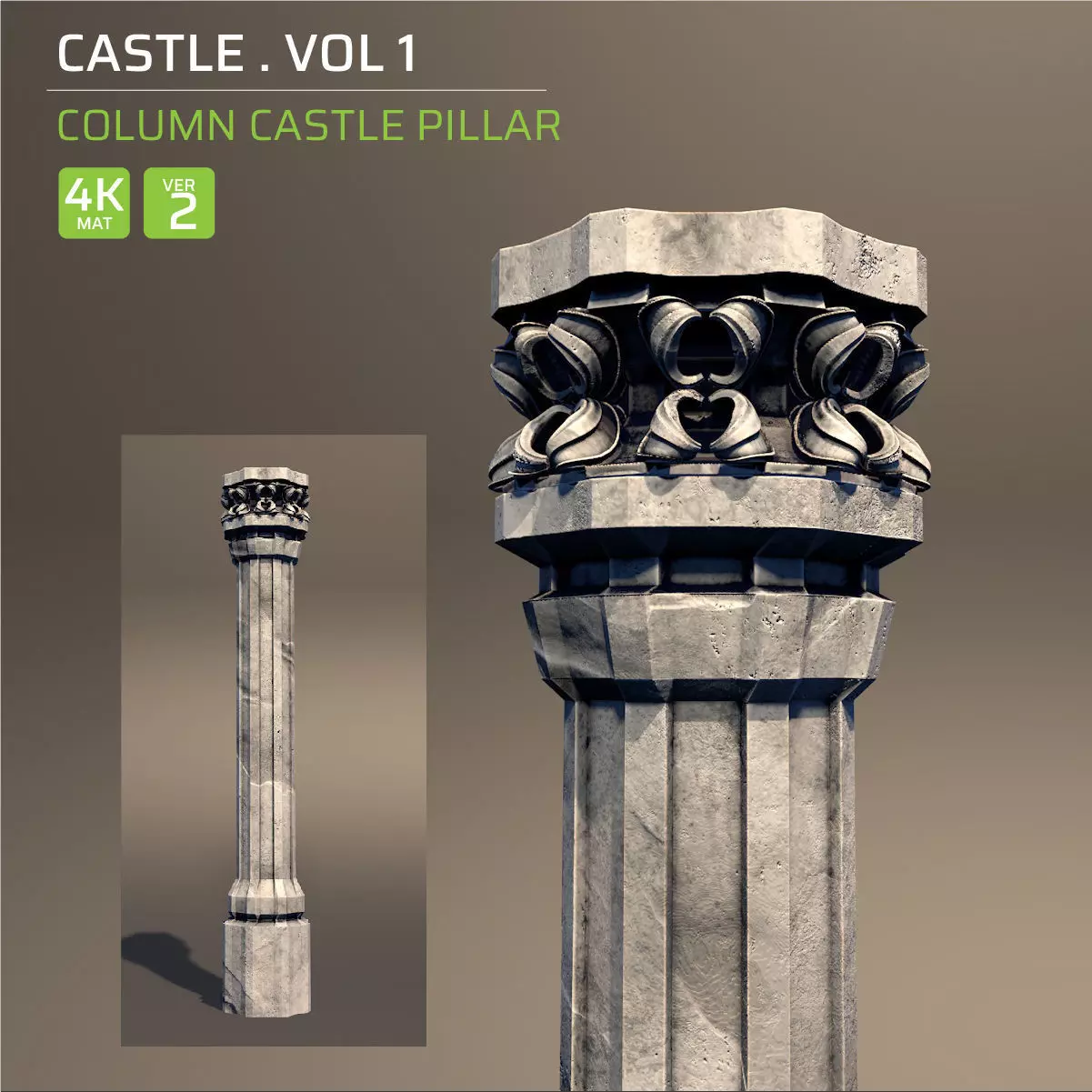 Column Castle Pillar Low-poly 3D model_0