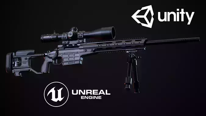 Multi Caliber Sniper Rifle Low-poly 3D model