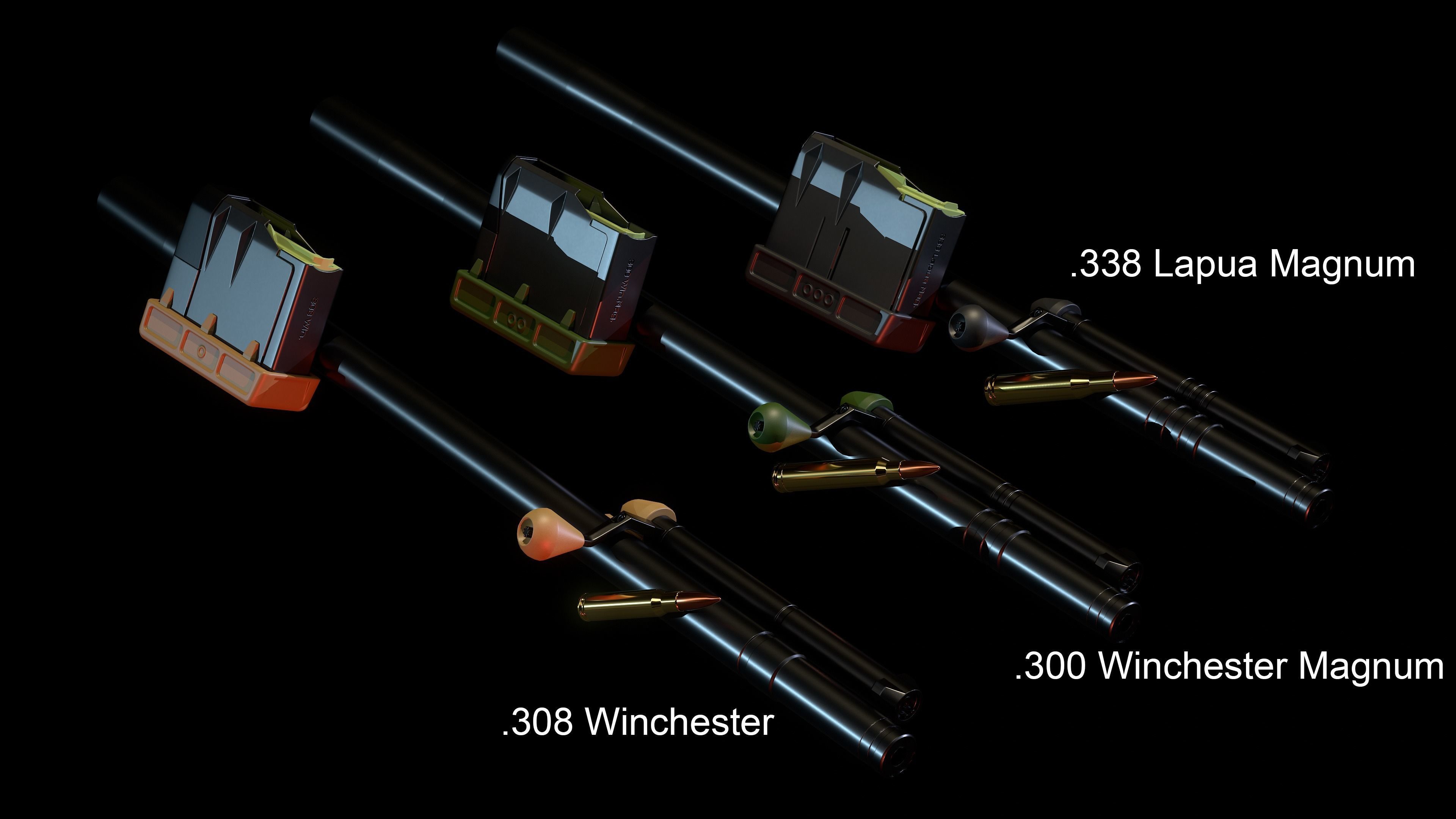 Multi Caliber Sniper Rifle Low-poly 3D model_7
