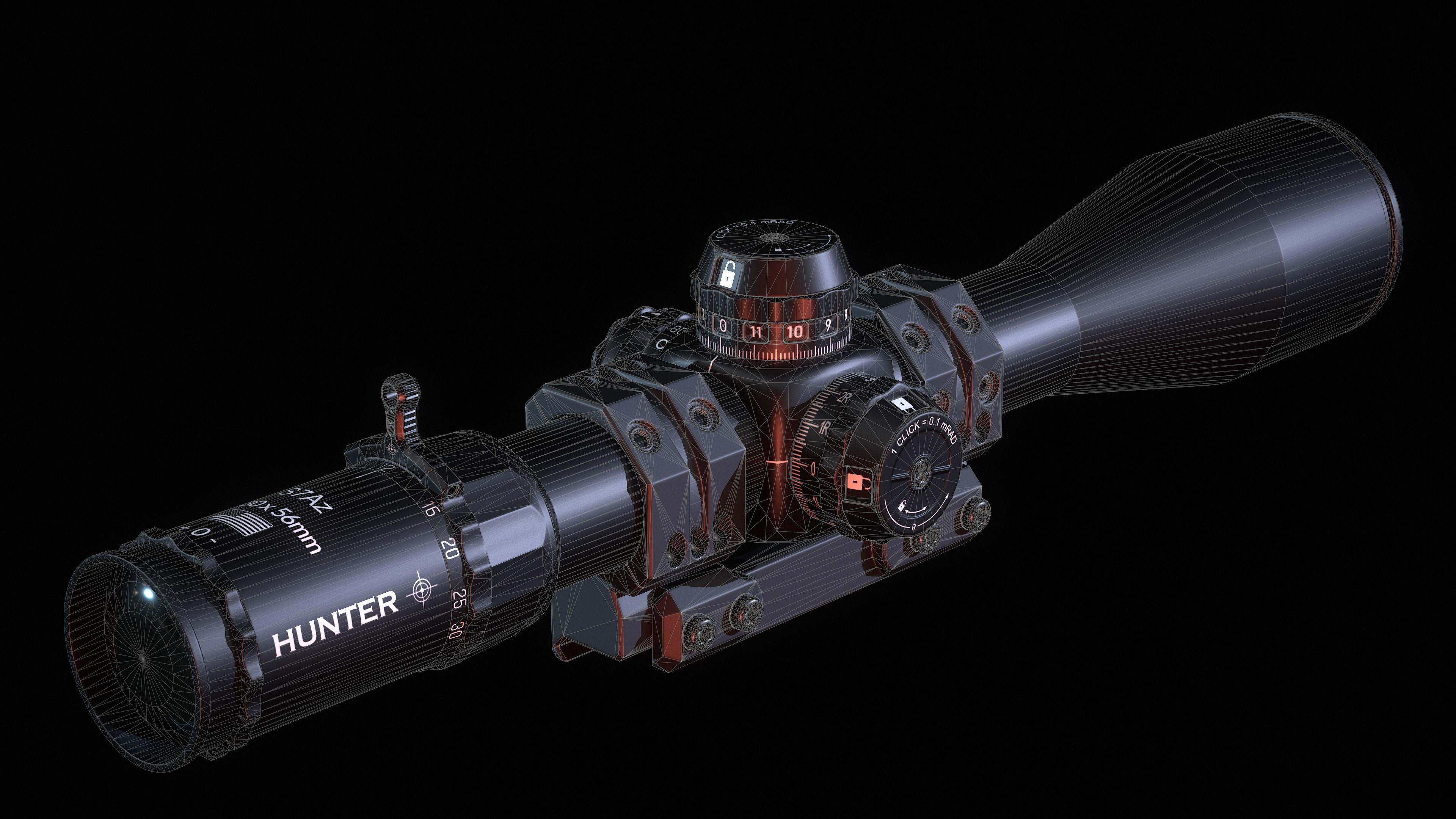 Multi Caliber Sniper Rifle Low-poly 3D model_25