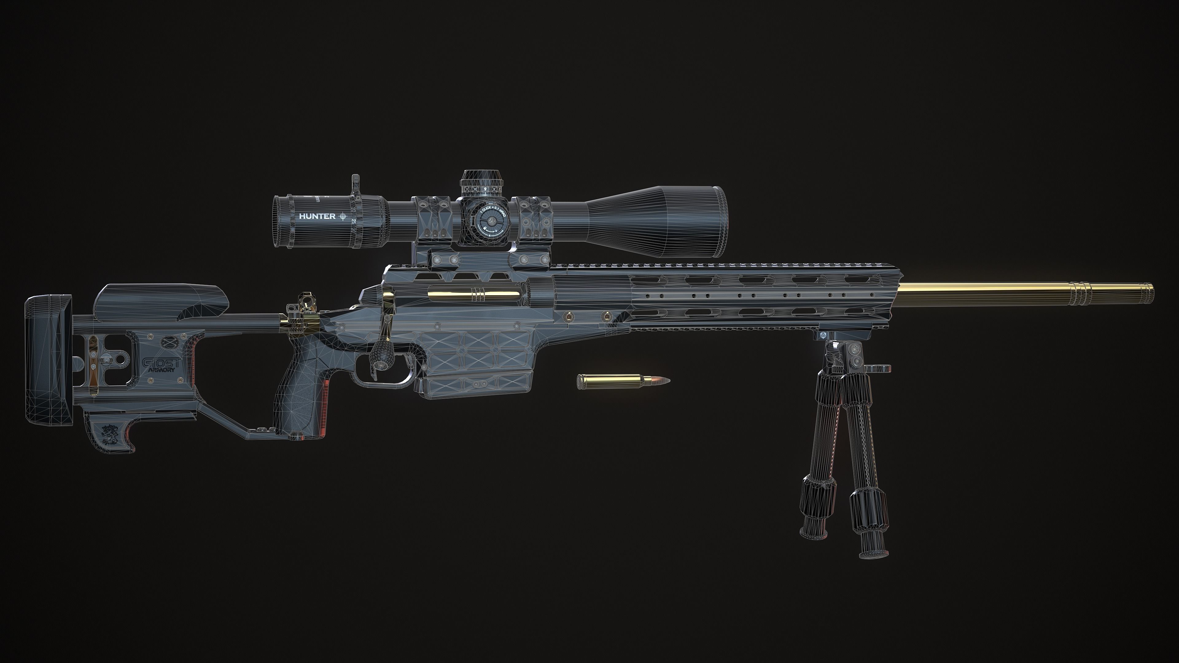 Multi Caliber Sniper Rifle Low-poly 3D model_22