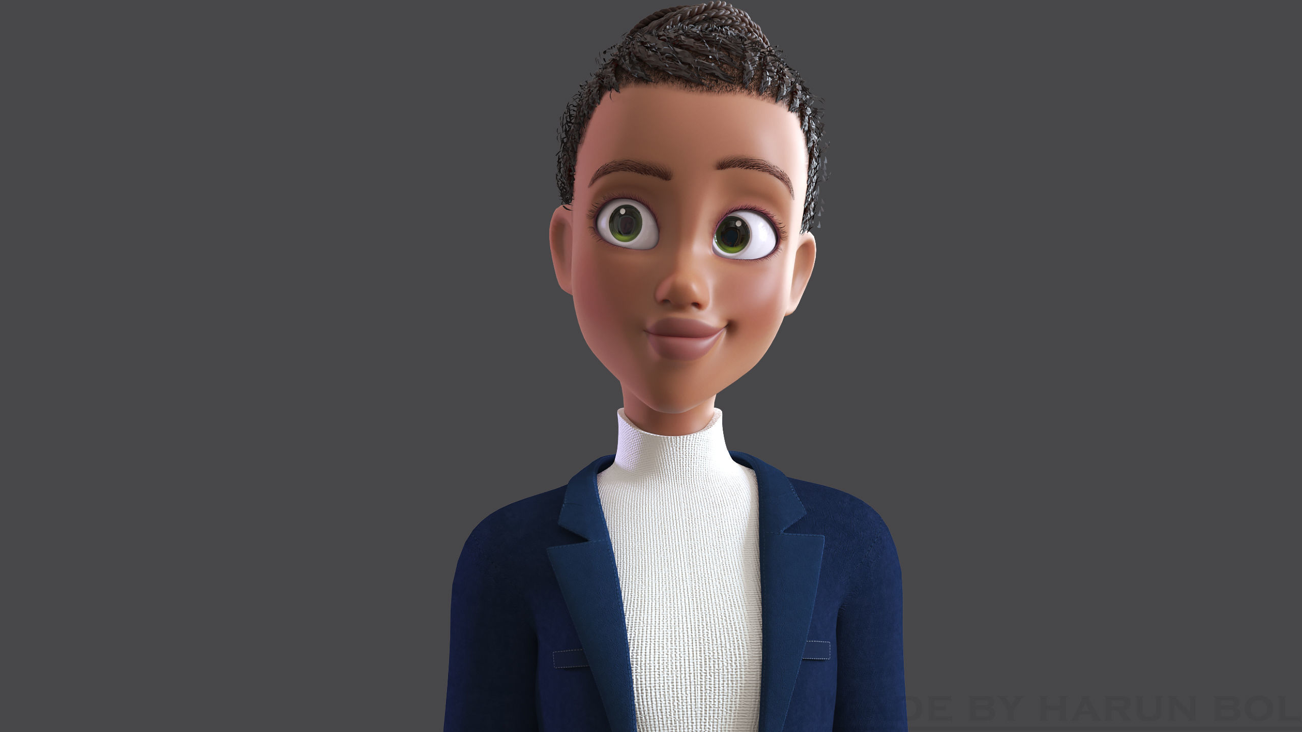 Cartoon Afro Mother - Toon Rigged Woman  3D model_19