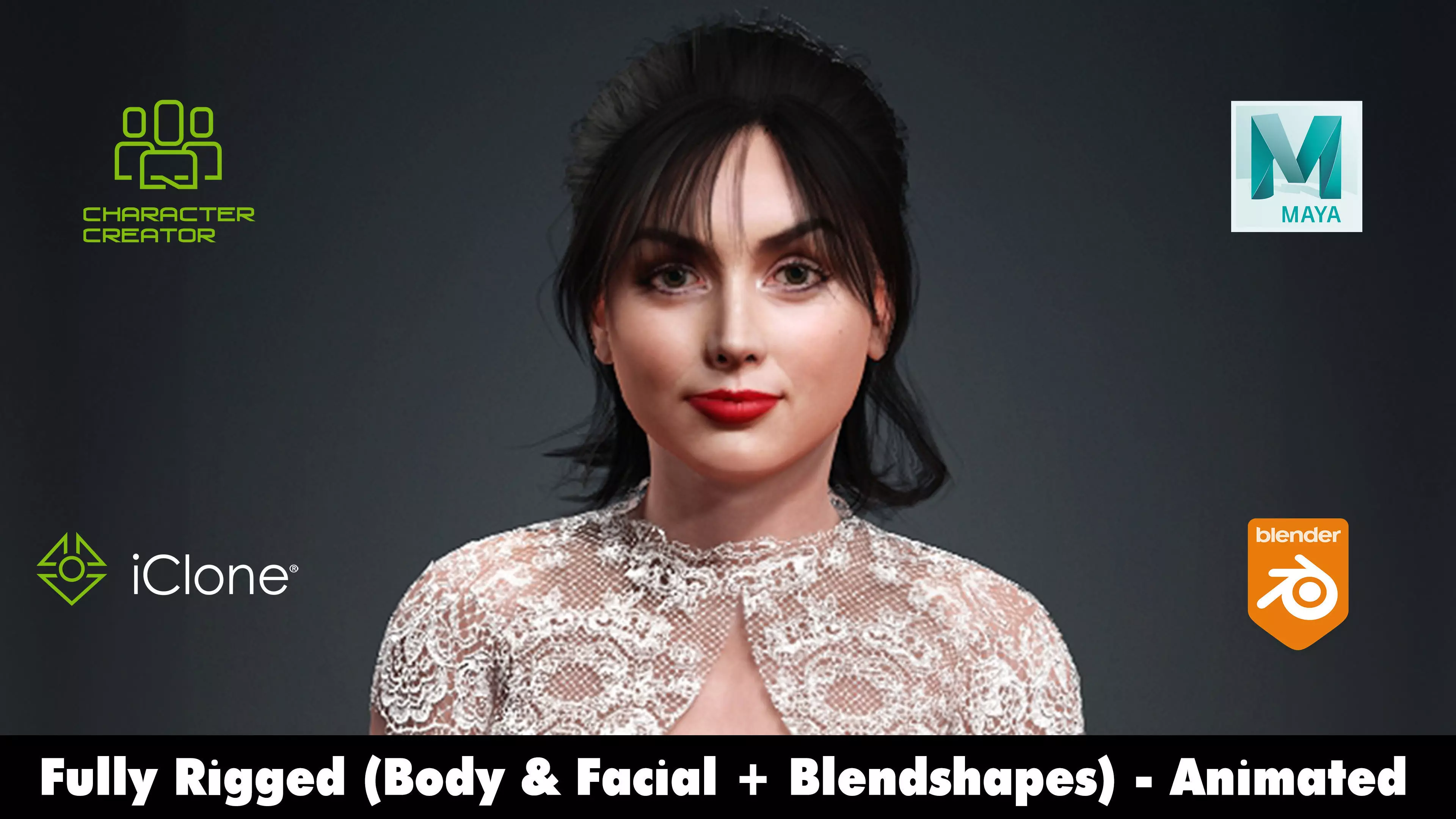 Ana de Armas Rigged animated 2500 Free animations tutorial Low-poly 3D model_0