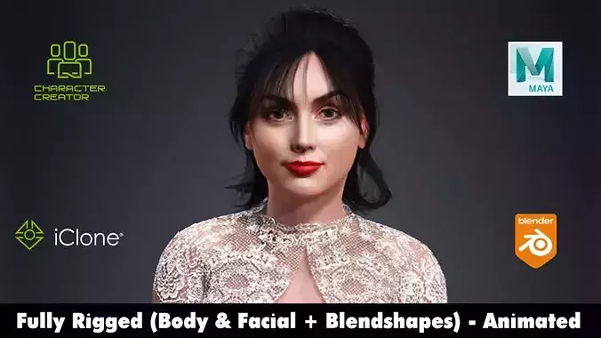 Ana de Armas Rigged animated 2500 Free animations tutorial Low-poly 3D model