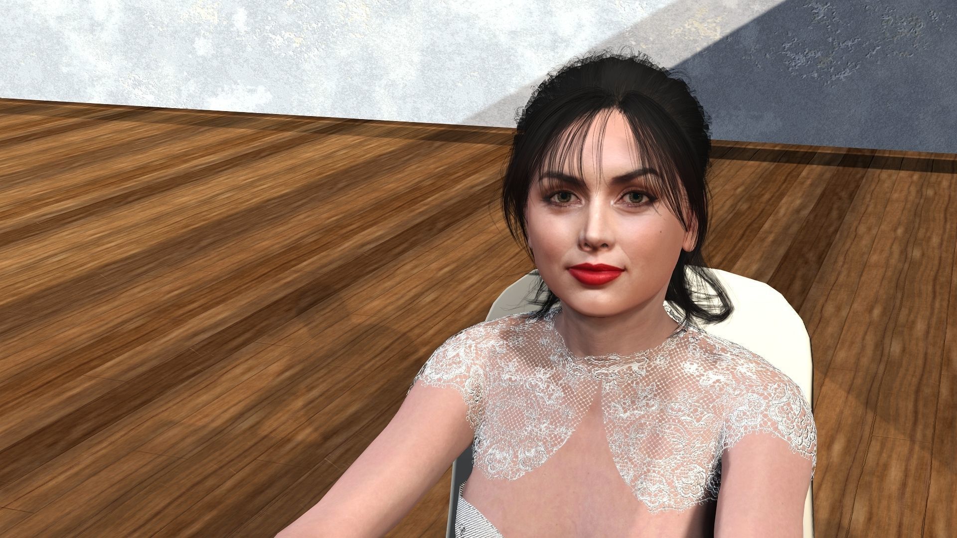 Ana de Armas Rigged animated 2500 Free animations tutorial Low-poly 3D model_6