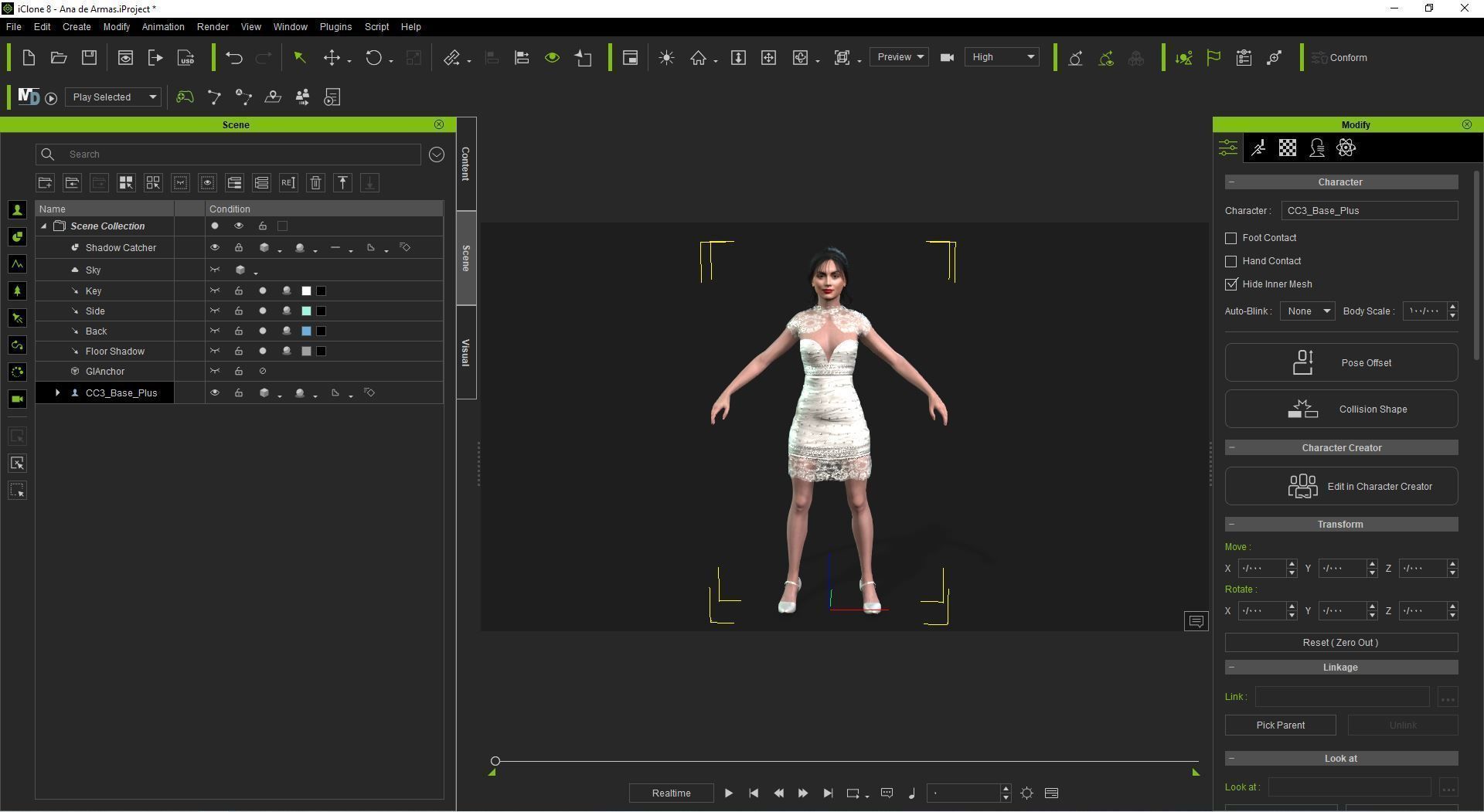 Ana de Armas Rigged animated 2500 Free animations tutorial Low-poly 3D model_11