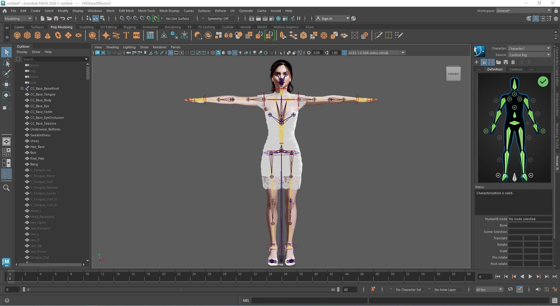 Ana de Armas Rigged animated 2500 Free animations tutorial Low-poly 3D model_10