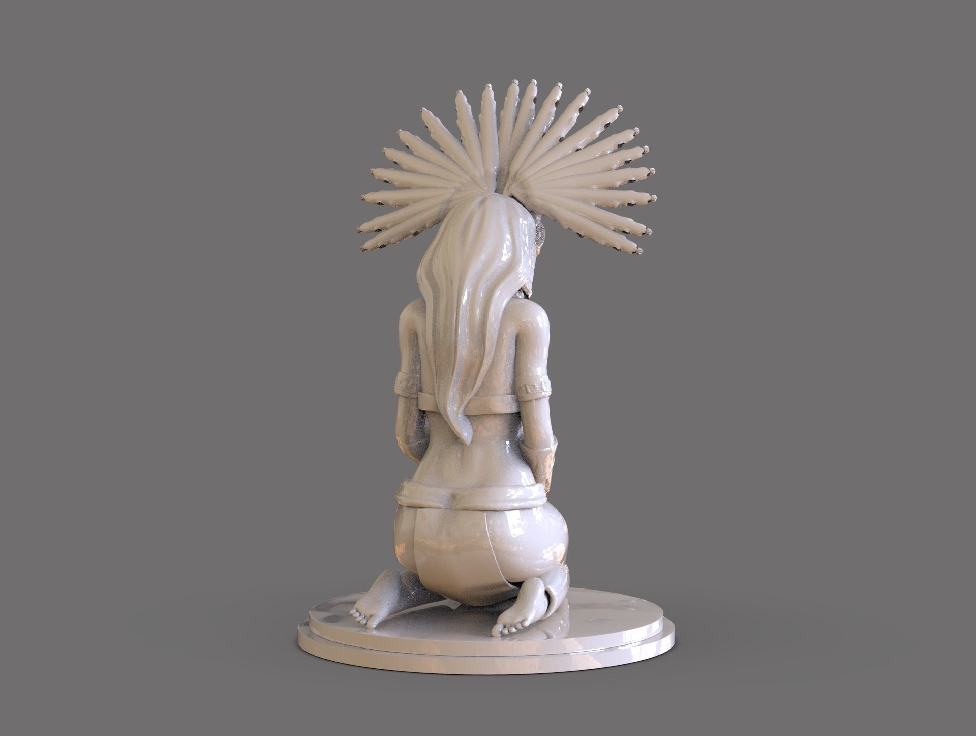 Aztec Woman Statue 3D print model_4