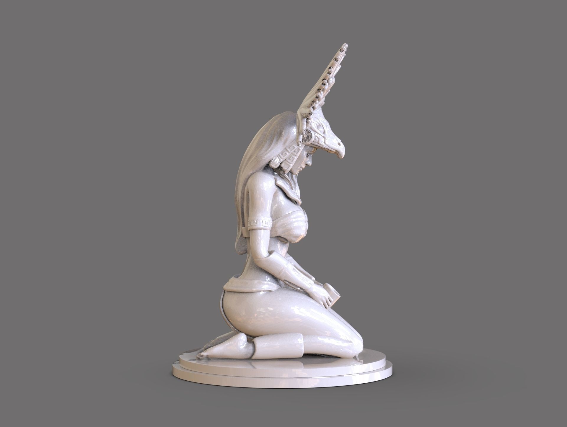 Aztec Woman Statue 3D print model_3