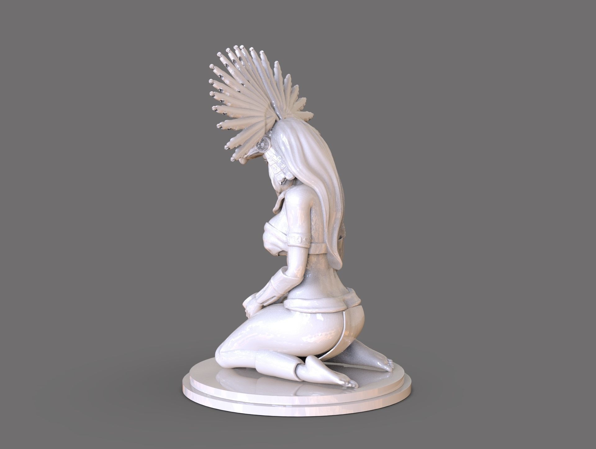 Aztec Woman Statue 3D print model_2